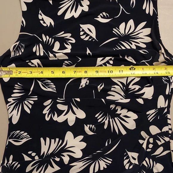 Lauren Ralph Lauren Dress Navy Blue and White Sleeveless Sheath - Picture 8 of 10